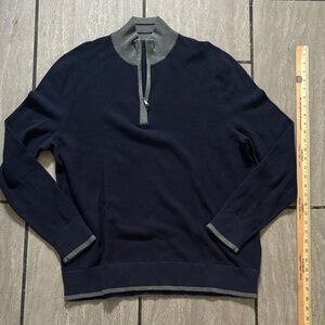 Brooks Brothers Dark Blue and Gray Zip-Up Sweater XXL 100% cotton